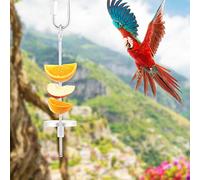 PorteFruits en Acier Inoxydable pour Oiseaux et Petits Animaux Bâton de Nourriture en Acier Inoxydable, Jouet Éducatif et Outil de Traitement