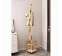 Portemanteau autoportant doré avec rangement, design moderne, assemblage facile, parfait pour nizing manteaux, chapeaux, écharpes et sacs dans l'entrée, le couloir, le salon.