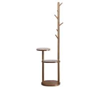 Portemanteau avec 6 crochets et 3 étagères, arbre d'entrée en bois autoportant pour entrée, porche, salle de bain, cuisine, bureau, porte d'entrée, chambre à coucher, 193 cm