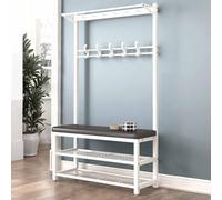 Portemanteau avec banc, cintre autoportant robuste, 11 crochets, étagère à chaussures à 2 niveaux, style industriel pour couloir et salon, montage facile