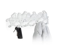 Relaxdays Portemanteau Design Oiseaux, en Fonte, HxLxP : 13 x 36,5 x 4,5 cm, Crochet à vêtement, Style Antique, Blanc