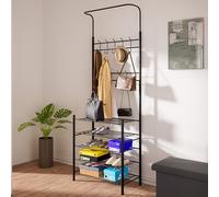 BAKAJI Support porte-manteau d'entrée en métal avec 18 crochets, structure robuste, porte-vêtements de sol économise de place robuste pour salon, idéal pour manteaux, chapeaux, sacs, chaussures (5