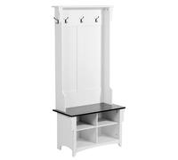 Portemanteau en Bois avec Banc et Rangement pour Chaussures-VEVOR-Étagères Réglables et 5 Crochets de Suspension