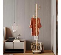 Portemanteau en métal blanc avec rouleaux, 6 crochets avec panier suspendu pour manteaux, vestes, sacs à main, armoire mobile pour vestiaire et entrée