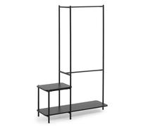 Portemanteau Galatia avec banc en mélamine et métal finition noire 100 x 150 cm