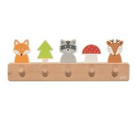 Goki Porte-manteau enfant Les Amis de la Forêt 5 crochets - motifs renard/raton-laveur/cerf - Beige