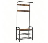 Portemanteau, meuble d'entrée avec Étagère à chaussures, 72 x 33,7 x 183 cm Marron
