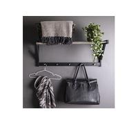 Portemanteau mural 78x32x34 cm en acier et peuplier noir