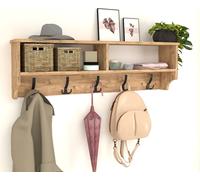 Portemanteau mural Åstorp 120 x 22 x 37 cm Patère avec deux compartiments de rangement Crochets pour vestes Manteaux Écharpes Étagère murale suspendue Étagère murale pour entrée Chambre à coucher et s