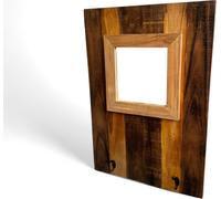 Portemanteau mural avec miroir - Miroir intégré avec deux crochets - Moderne
