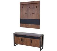 Portemanteau mural + banquette MENDLER HWC-A27, 53x110x30cm, aspect chêne Marron G