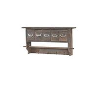 Portemanteau mural, étagère 5 tiroirs, 65x13x32cm, shabby chic, vintage marron