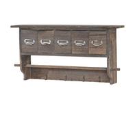 Mendler Portemanteau mural, étagère 5 tiroirs, 65x13x32cm, shabby chic, vintage - marron
