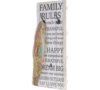 Portemanteau mural Family Rules, Portemanteau Panneau, Shabby-Look Vintage avec 3 crochets 76x31cm
