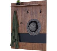 Portemanteau mural HWC-A27, panneau de vestiaire, 5 crochets 100x80cm structure 3D, MVG aspect chêne sauvage