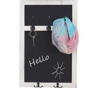 Portemanteau mural HWC-C51, portemanteau tableau à craies, 5 crochets 55x34cm ~ blanc, shabby