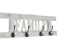Portemanteau mural HWC-C60 Family, porte-manteau, shabby-look vintage 60x21cm ~ blanc, shabby