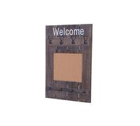 Portemanteau mural HWC-C89 avec tableau d'affichage, panneau de vestiaire, look shabby vintage, 8 crochets 91x60cm ~ brun, shabby