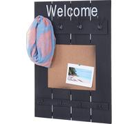 Portemanteau mural MENDLER HWC-C89 avec tableau d'affichage, 91x60cm gris foncé shabby Gris