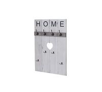 Portemanteau mural HWC-C89, HOME, 8 crochets, 91x60cm blanc shabby
