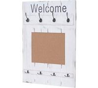 Portemanteau mural MENDLER HWC-C89 avec tableau d'affichage, 91x60cm blanc shabby Blanc