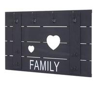 Portemanteau mural MENDLER HWC-C89, FAMILY, 8 crochets, 60x90cm gris foncé shabby Gris