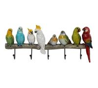 KARE Porte-manteau mural Oiseaux Exotiques, 5 patères, acier laqué, multicolore, 24x54x7 cm