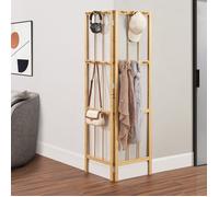 [en.casa] Portemanteau Pliable pour Coins de Pièces Portemanteau d'Angle avec 12 Crochets Patère pour Entrée Couloir Dressing Chambre Bambou 166 x 92 x 8 cm Naturel