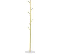Portemanteau portant 8 patères HOMCOM base ronde en marbre, Ø 32 x 164H cm, meuble d'entrée pour vêtements, chapeaux, entrée, doré