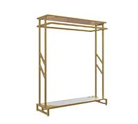 Portemanteau,présentoir à Double Rail avec étagères de Rangement en Bois à 2 Niveaux,Tige de Suspension de vêtements de Luxe légers pour Suspendre des vêtements dans Un Magasin de vêtements,