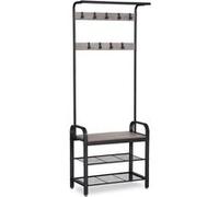 Portemanteau VASAGLE avec Banc Hauteur 183 cm Grège et Noir HSR40MB Greige, Noir G