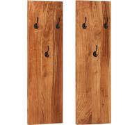 Portemanteaux muraux 2 pcs. 36x3x110 cm bois massif acacia