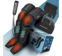 PORTENTUM Bottes pressothérapie jambes avec chaleur et vibration réglables - 5 intensités - Télécommande - Favorise le drainage lymphatique jambes - Soulage les jambes fatiguées - Sac de transport