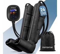 PORTENTUM Bottes pressothérapie jambes sur secteur - 8 modes et 3 intensités - Télécommande avec écran LCD - Adaptateur secteur inclus - Favorise le drainage lymphatique jambes - Sac inclus