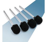 PORTENTUM Brosse Toilettes WC Pack 4 avec Manche en Acier Inoxydable 35,5 cm - Brosse WC à tête remplaçable de 8 cm de diamètre - Balayette WC à Poils Souples - Accessoire Salle de Bain