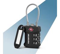 PORTENTUM Cadenas TSA homologué avec combinaison à 3 chiffres - Cadenas valise avion à câble flexible et porte-clés d’identification - Cadenas voyage pour valises sacs à dos fermetures et casiers