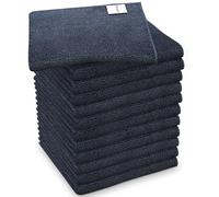 PORTENTUM Chiffons de Nettoyage en Microfibre, Lot de 12, Gris Foncé. Qualité 360g/m2, pour Vitres, Cuisine, Salle de Bain et Voiture, Ultra Doux, Très Absorbant, Non Abrasif, Réutilisable, 32x32cm