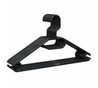 PORTENTUM Lot de 10 cintres en plastique 100% recyclé pour tous types de vêtements - Crochet pivotant à 360°- Gain de place - Porte-accessoires - pour robes et jupes - Noir - Made in Spain
