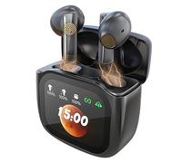 PORTENTUM Ecouteurs Bluetooth sans Fil - Écran Tactile LED Personnalisable - Réduction de Bruit Dual ENC - BT 5.4 - 50h - Oreillettes à Commande Tactile - Basses HiFi - Ajustement Confortable - USB-C