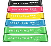 PORTENTUM Elastique Musculation, Set de 6 Bandes élastiques Fitness, Confortable et Durable Latex Sac de Rangement pour Les Bandes élastiques Musculation.