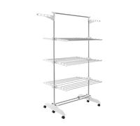 PORTENTUM Etendoir Linge Interieur et Exterieur Pliable 14 cm - 5 Niveaux et 58 Crochets pour cintres - Jusqu’à 40 kg - Séche 24 Barres INOX - Intérieur et extérieur - roulettes pivotantes avec Frein