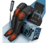 PORTENTUM Bottes pressothérapie jambes avec chaleur réglable - 5 niveaux de compression d’air - Télécommande - Favorise le drainage lymphatique jambes - Soulage les jambes fatiguées - Sac de transport