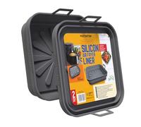 PORTENTUM Moule Silicone Air Fryer 22,5 cm- Pour les friteuses à air de 4,7 à 8 litres - Lot de 2 Contenants Pliables Réutilisables - Certifiés LFGB et Sans BPA - Accessoire Air Fryer (Gris)