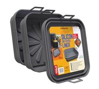 PORTENTUM Moule Silicone Air Fryer 22,5 cm - Pour les friteuses à air de 4,7 à 8 litres - Lot de 3 Contenants Pliables Réutilisables - Certifiés LFGB et Sans BPA - Accessoire Air Fryer (Gris)