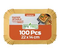 PORTENTUM Papier cuisson air fryer - 100 pièces Food-Grade 22 x 14 cm Rectangulair - Pour Ninja Air Fryer Foodi Dual Zone Double Stack et autres Double Airfryer