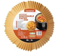 PORTENTUM Papier cuisson air fryer - 100 pièces Food-Grade BPA gratuit, 16 x 20 cm, pour friteuse sans huile 3 à 4,5 litres - Idéal pour la cuisson saine