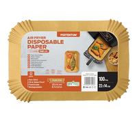 PORTENTUM Papier cuisson air fryer - 100 pièces Food-Grade 22 x 14 cm Rectangulair - Pour Ninja Air Fryer Foodi Dual Zone Double Stack et autres Double Airfryer