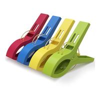 PORTENTUM Pinces pour Serviette de Plage, Lot de 12, Multicolore. Grandes Pinces pour Fixer Les Serviettes, Pinces en Plastique pour Plage et Transat, Résistantes et Solides, Taille 12x8,5x2,1 cm