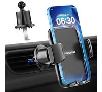 PORTENTUM Support Telephone Voiture pour Bouche d’aération avec Crochet - Version 2025 améliorée - Système de Triple ancrage - Rotation 360° orientable - Compatible Tout Mobile 4 à 7,5"