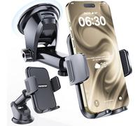 PORTENTUM Support Telephone Voiture Ventouse renforcée - Version 2025 améliorée - Rotation 360° et Bras Extensible - Fixation Tableau de Bord et Pare-Brise - Compatible Tout Mobile 4 à 7,5"